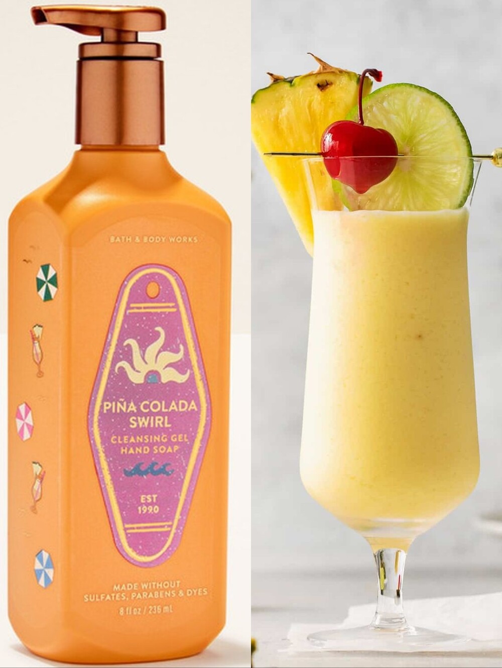 Bath & Body Works Piña Colada Swirl Cleansing Gel Hand Soap 8oz New RARE
